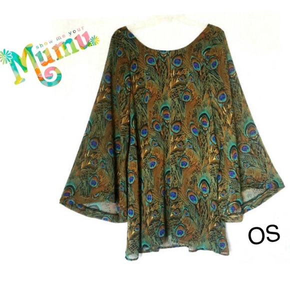 Show Me Your MuMu Tops - Show Me Your MuMu Chiffon Peacock Cape Batwing Top